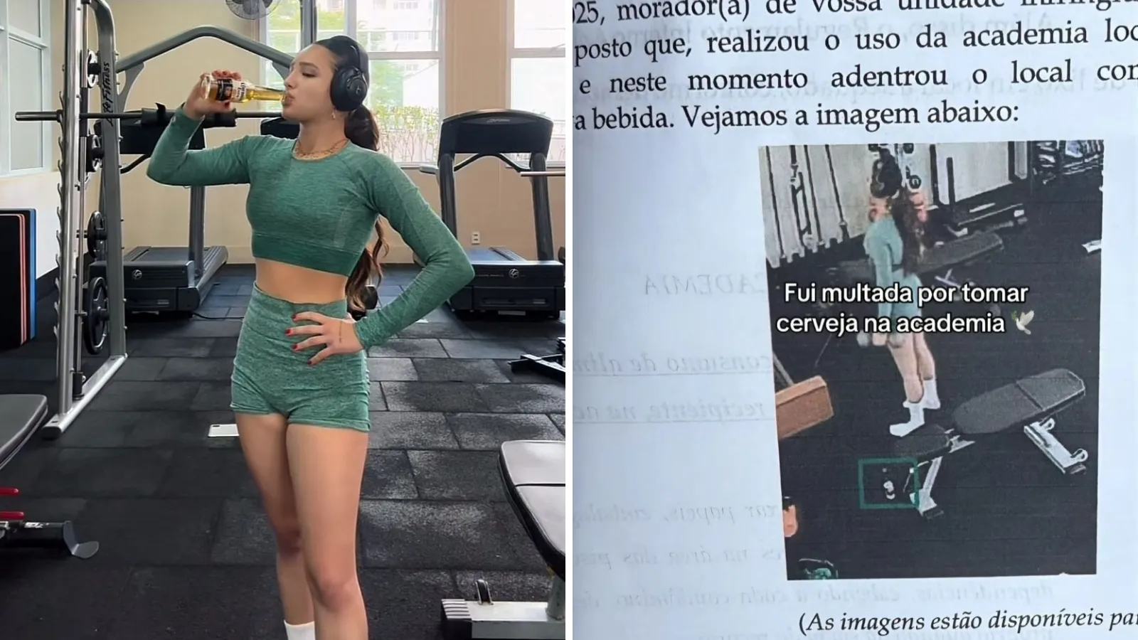Tiktoker recebe multa após ser filmada bebendo cerveja durante treino na academia - Imagem do artigo