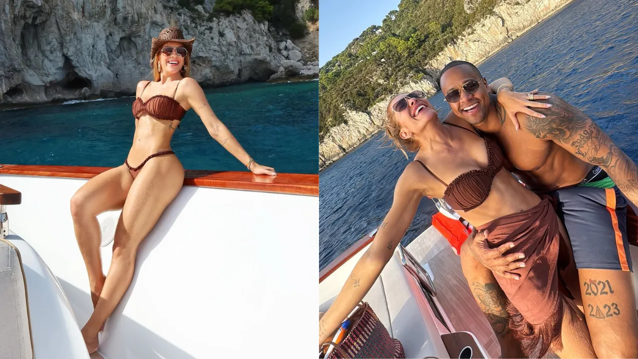 Lore Improta exibe clima romântico com Léo Santana durante passeio de barco em Capri - Imagem do artigo
