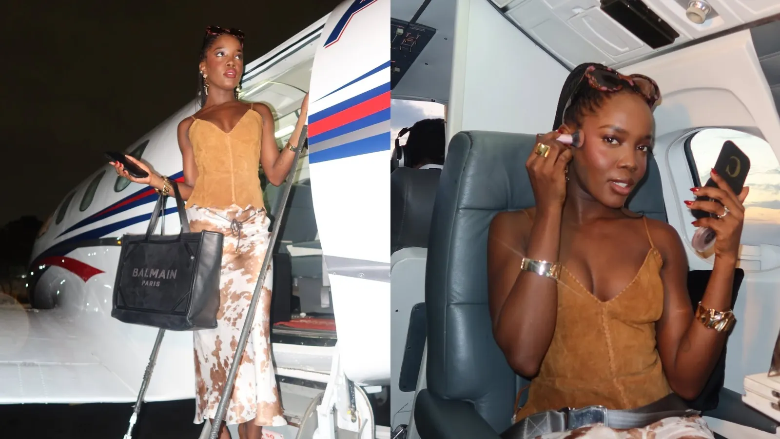 Clara Moneke exibe bolsa de R$ 8 mil em ensaio no interior de jatinho - Imagem do artigo