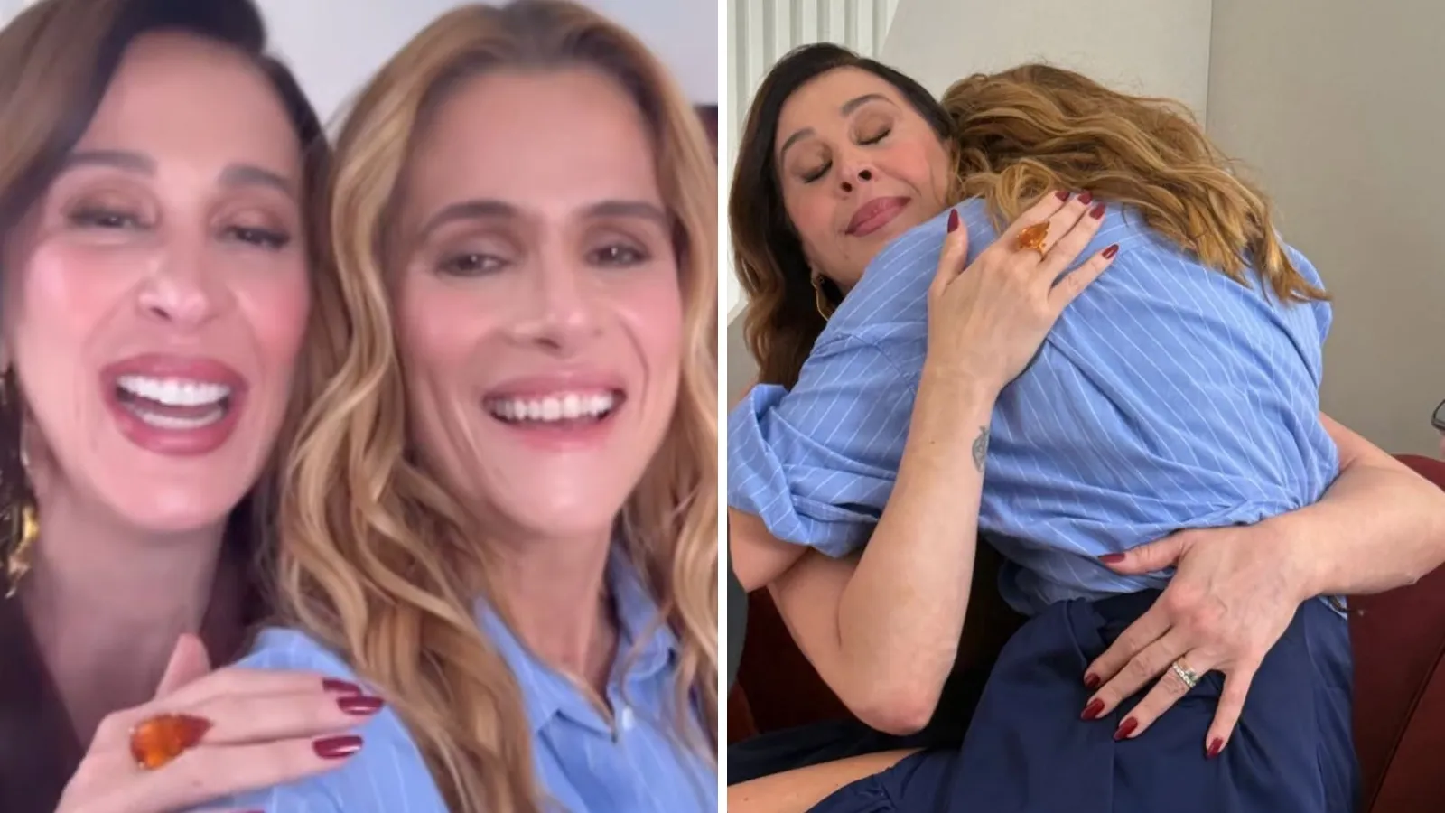 Ingrid Guimarães senta no colo de Claudia Raia após gravação de programa sobre maternidade - Imagem do artigo