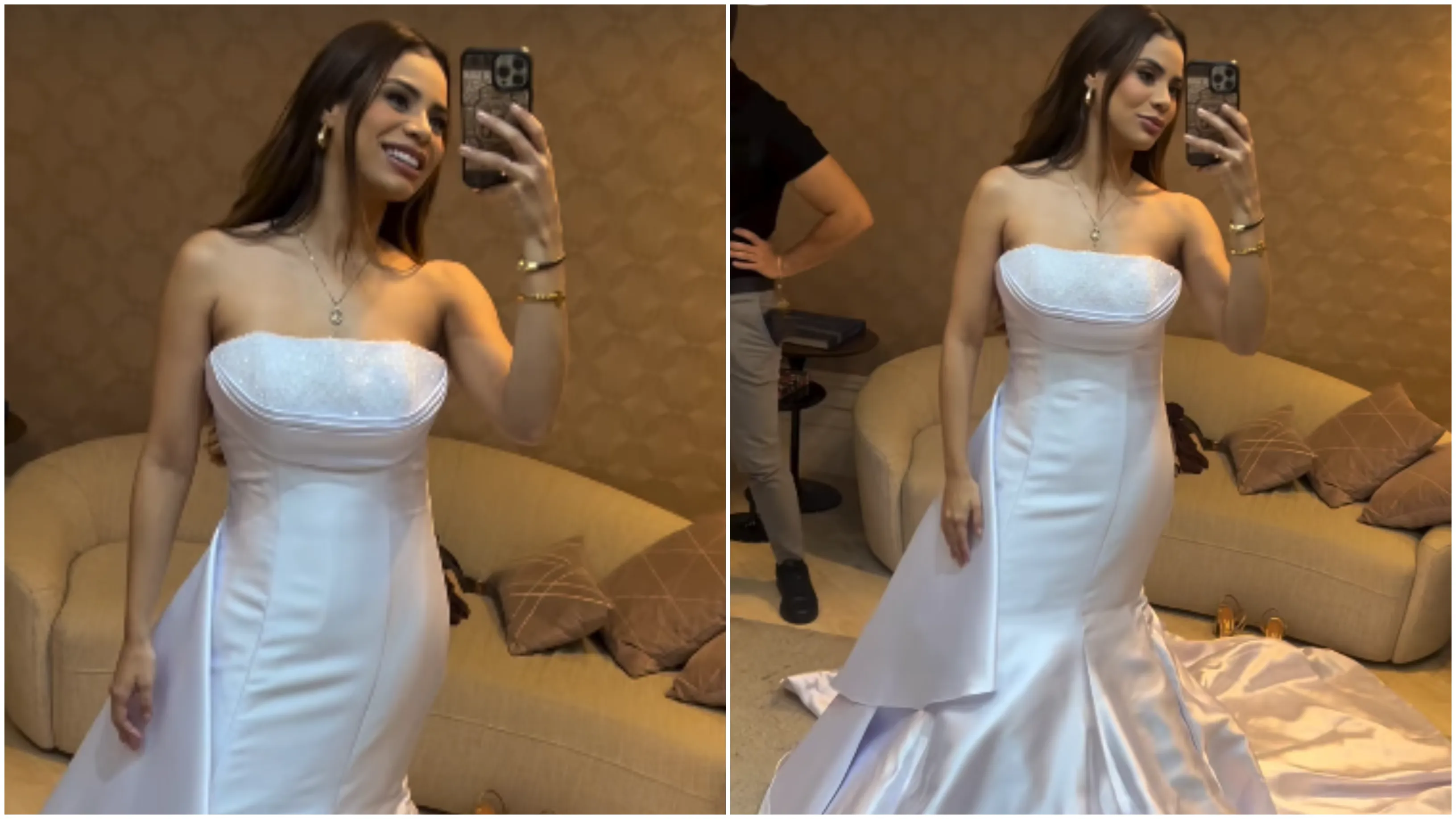 Lexa prova vestido de casamento e exibe modelo tomara que caia - Imagem do artigo