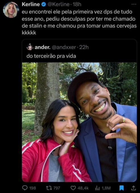 Kerline e Lucas Penteado: reencontro após briga no BBB21 - Imagem do artigo original