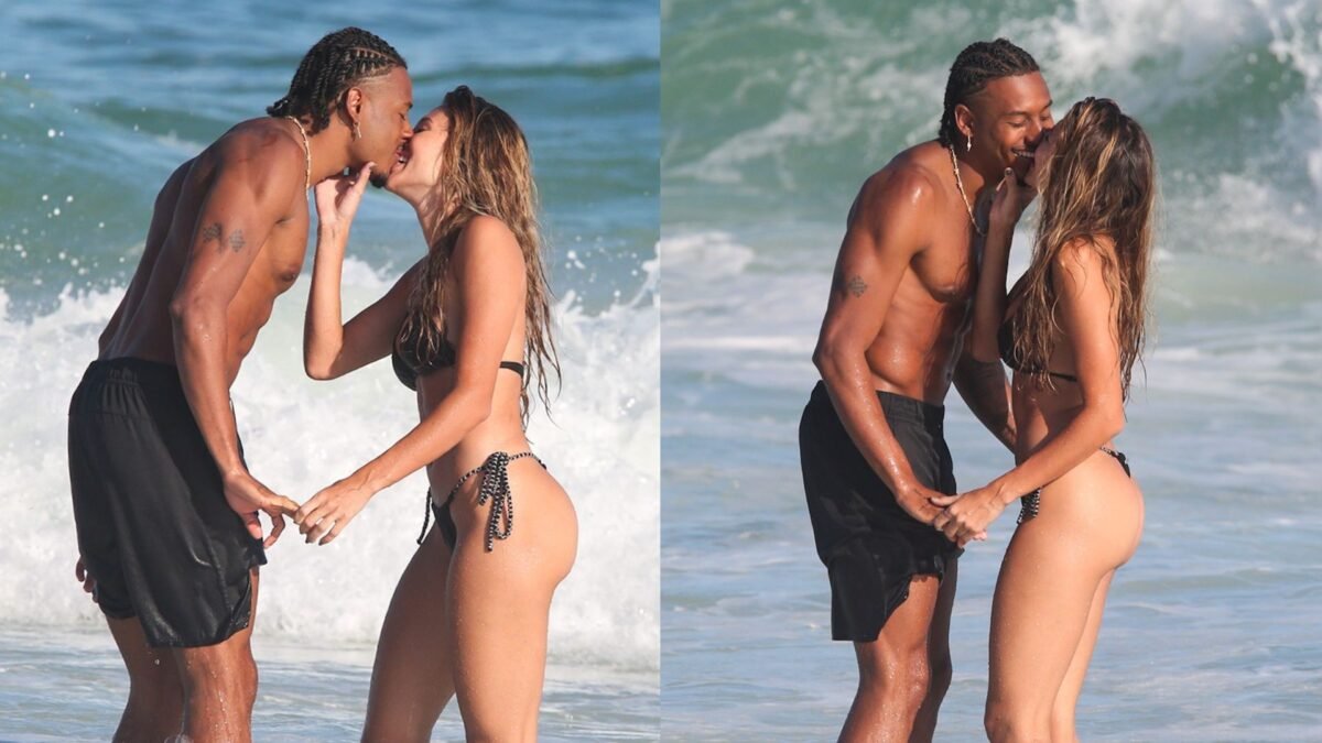 Paulo André e Thays Andreata trocam beijos na praia - Imagem do artigo