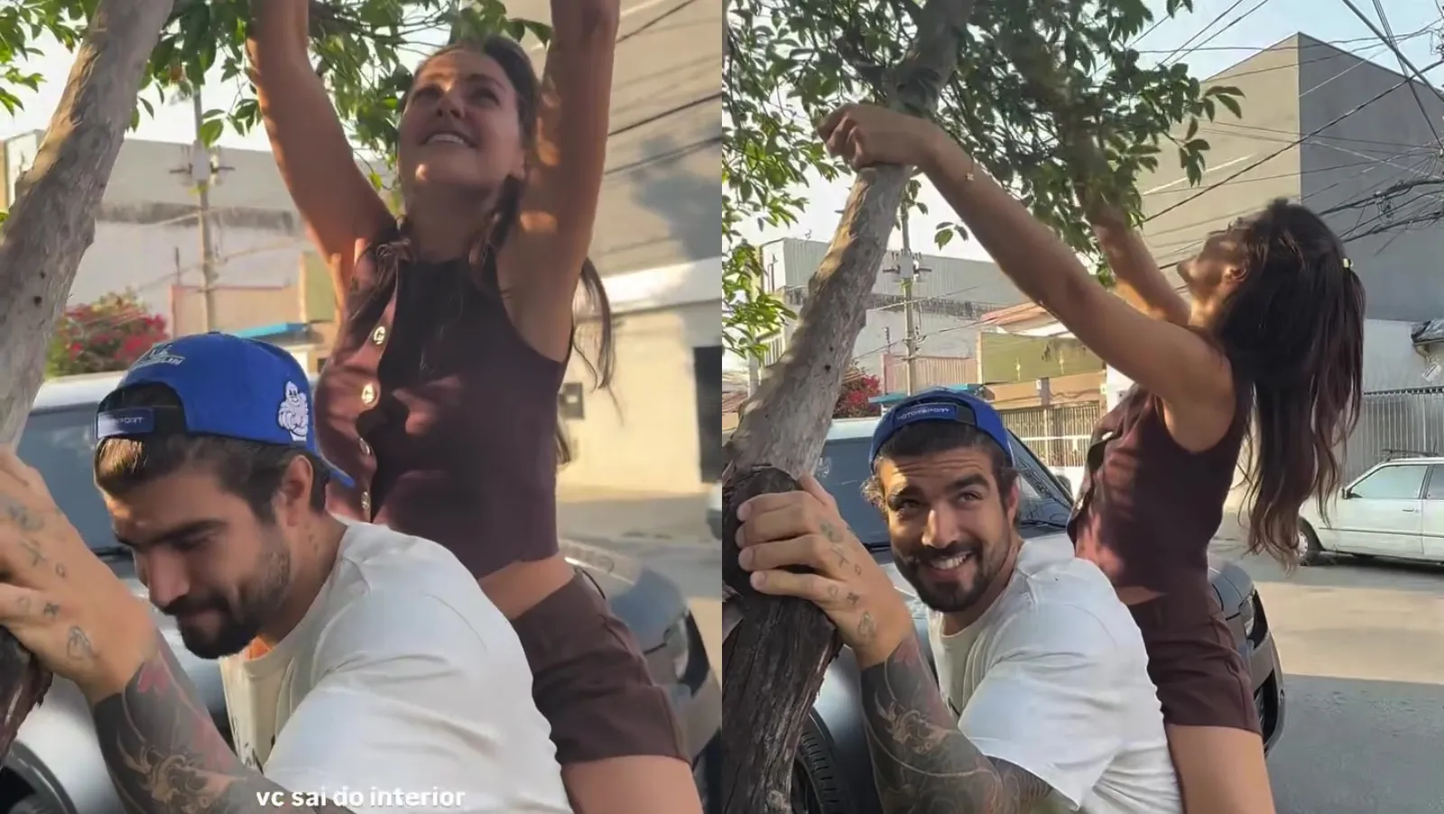 Vitoria Bohn e Caio Castro improvisam para colher frutas - Imagem do artigo
