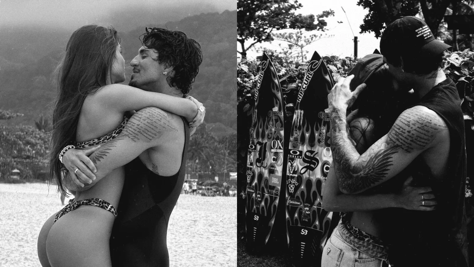 Isabella Arantes e Gabriel Medina posam juntos na praia - Imagem do artigo
