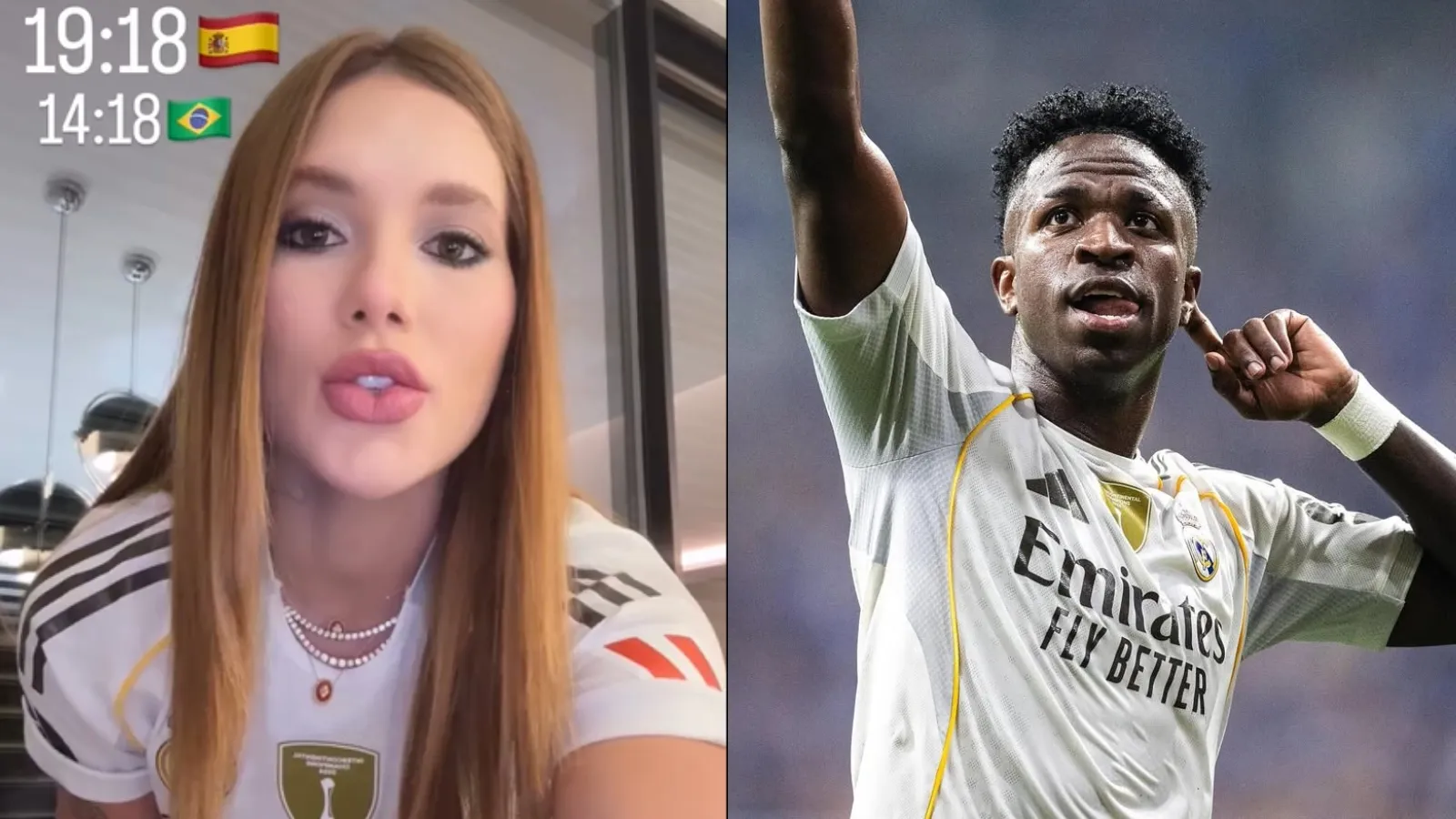 Virginia veste camisa de Vini Jr no jogo do Real Madrid - Imagem do artigo