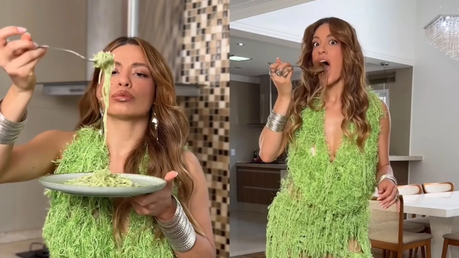 Beatriz Reis lança look macarrão verde e viraliza - Imagem do artigo