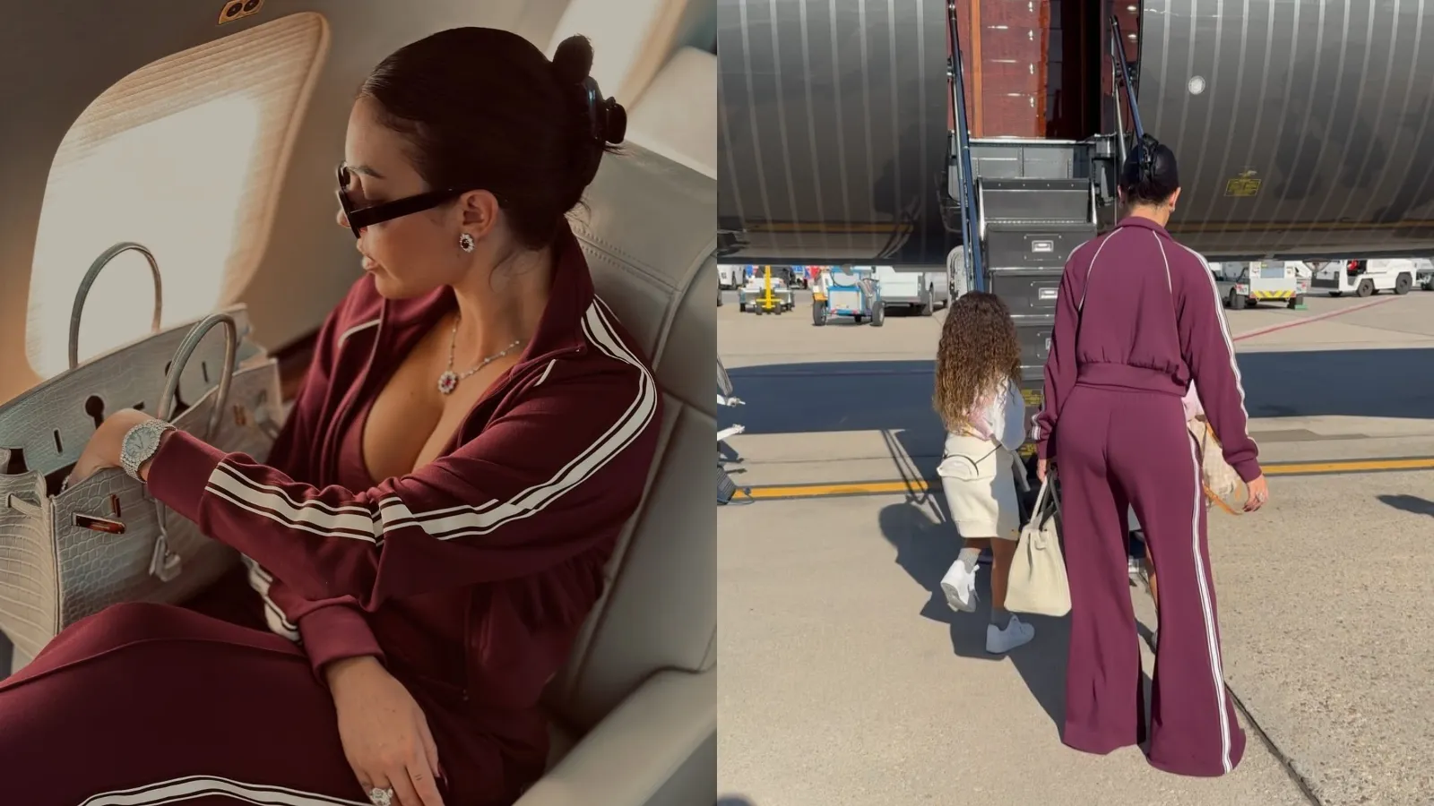 Georgina Rodríguez exibe bolsa Birkin em viagem de jatinho - Imagem do artigo