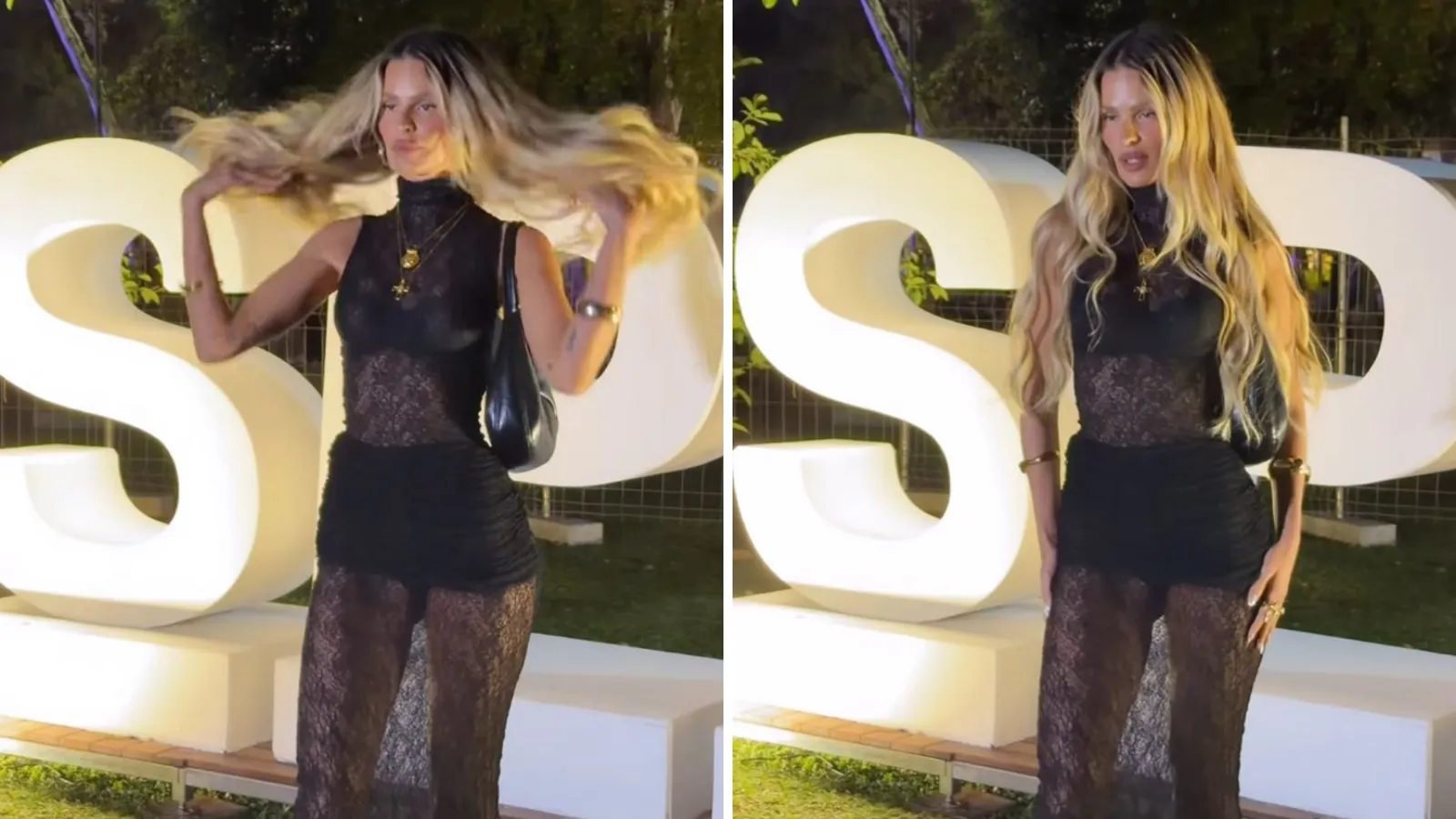 Yasmin Brunet na SPFW: vestido transparente impressiona - Imagem do artigo