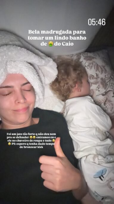 Tata Estaniecki relata banho de vômito do filho caçula - Imagem do artigo original