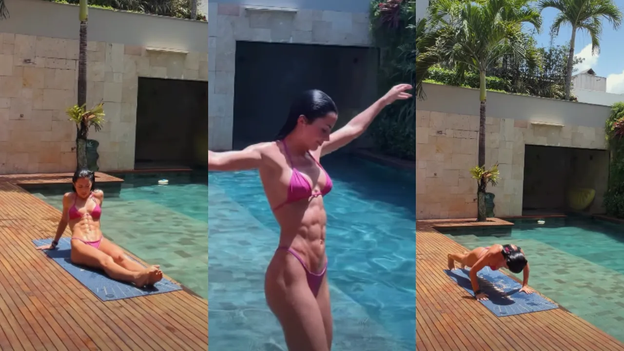 Jade Picon malha de biquíni à beira da piscina no Rio - Imagem do artigo