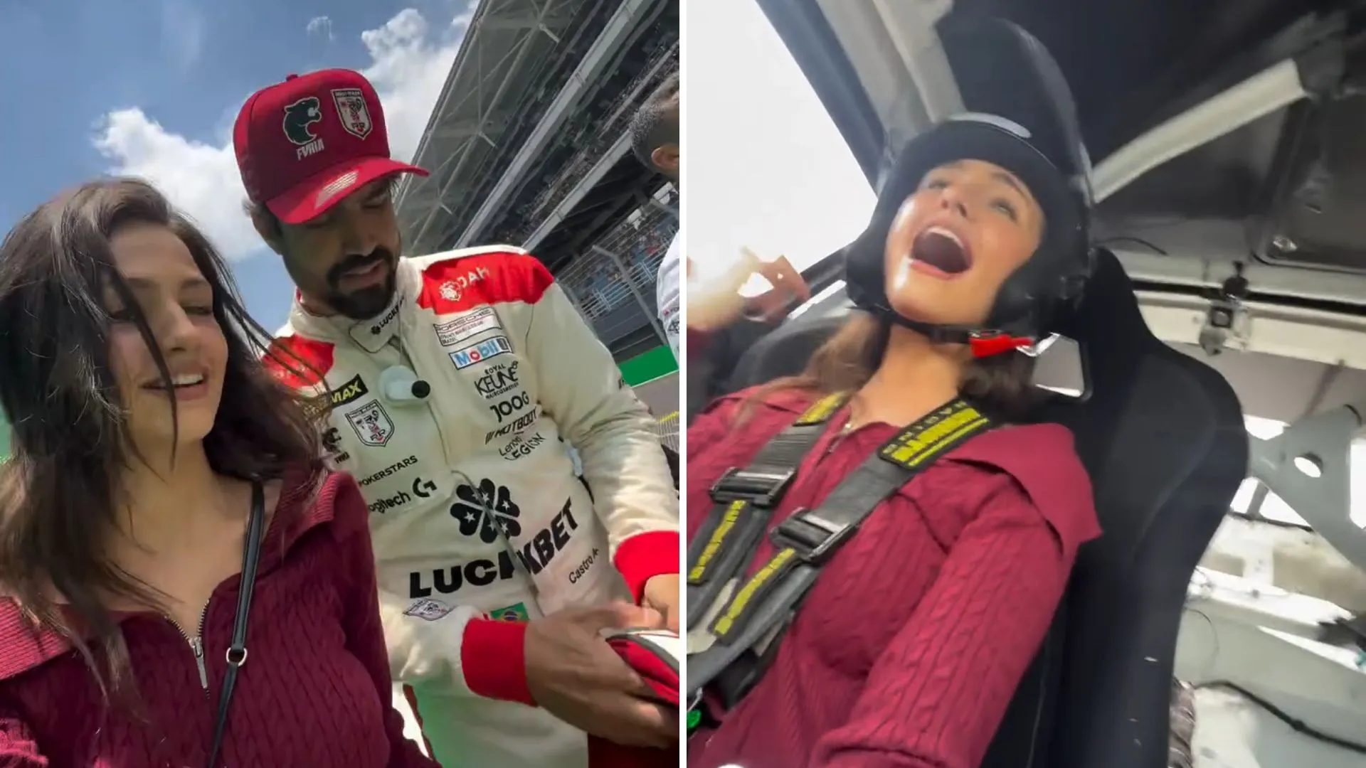 Vitoria Bohn pega carona com Caio Castro em Interlagos - Imagem do artigo