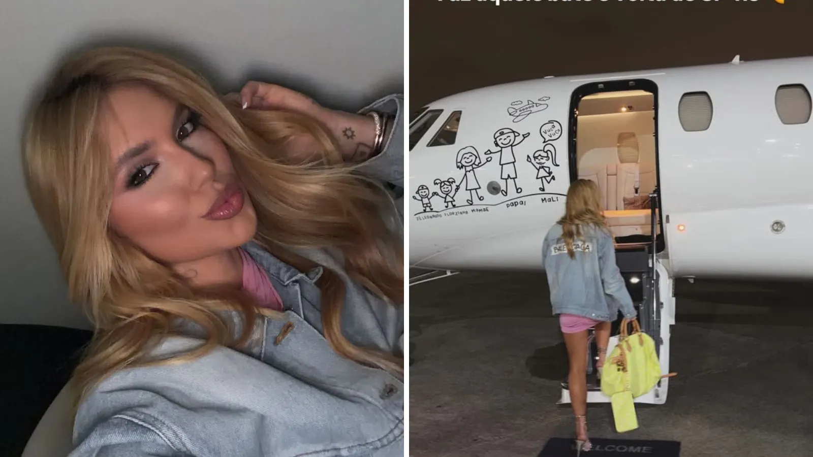 Virginia posa em jatinho particular com vestido rosa - Imagem do artigo