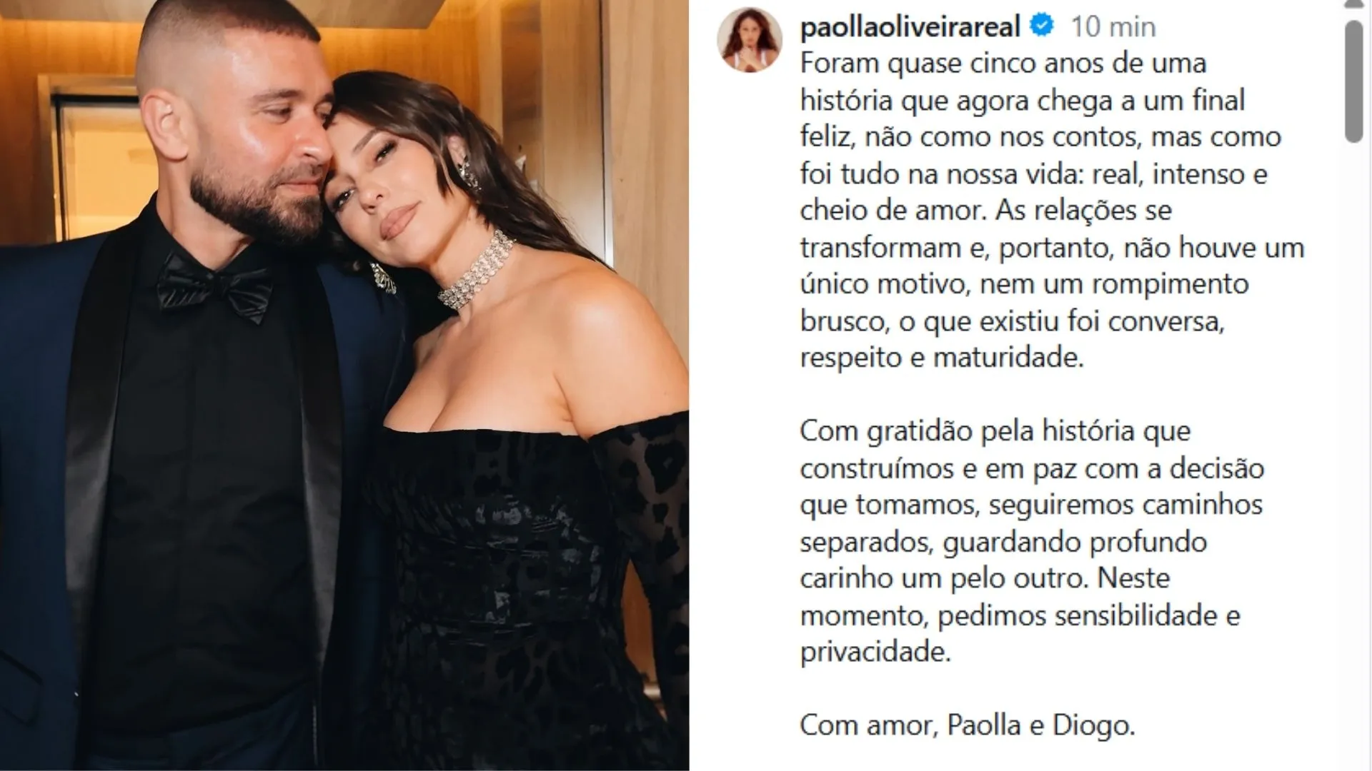 Paolla Oliveira apaga fotos de Diogo Nogueira após término - Imagem do artigo