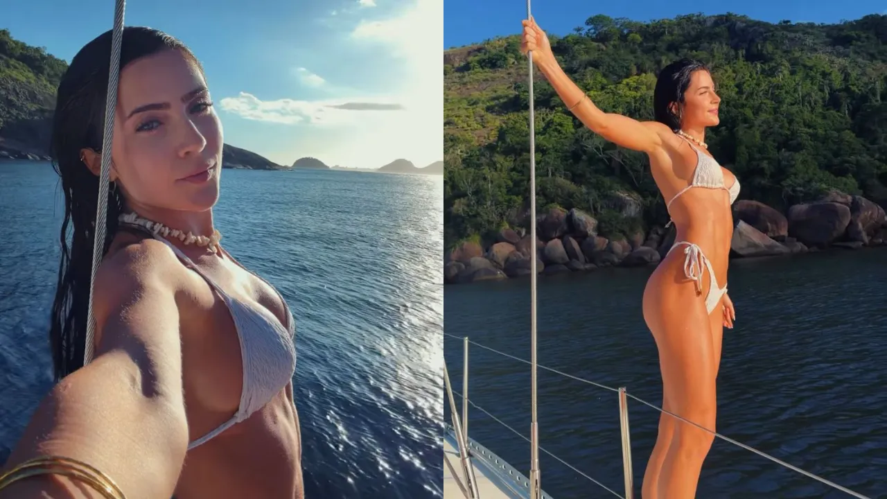Jade Picon exibe biquíni branco em passeio de barco - Imagem do artigo