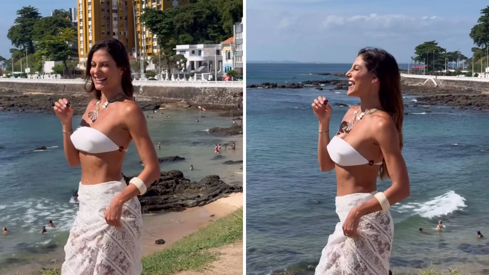 Mari Gonzalez samba no Farol da Barra com look transparente - Imagem do artigo
