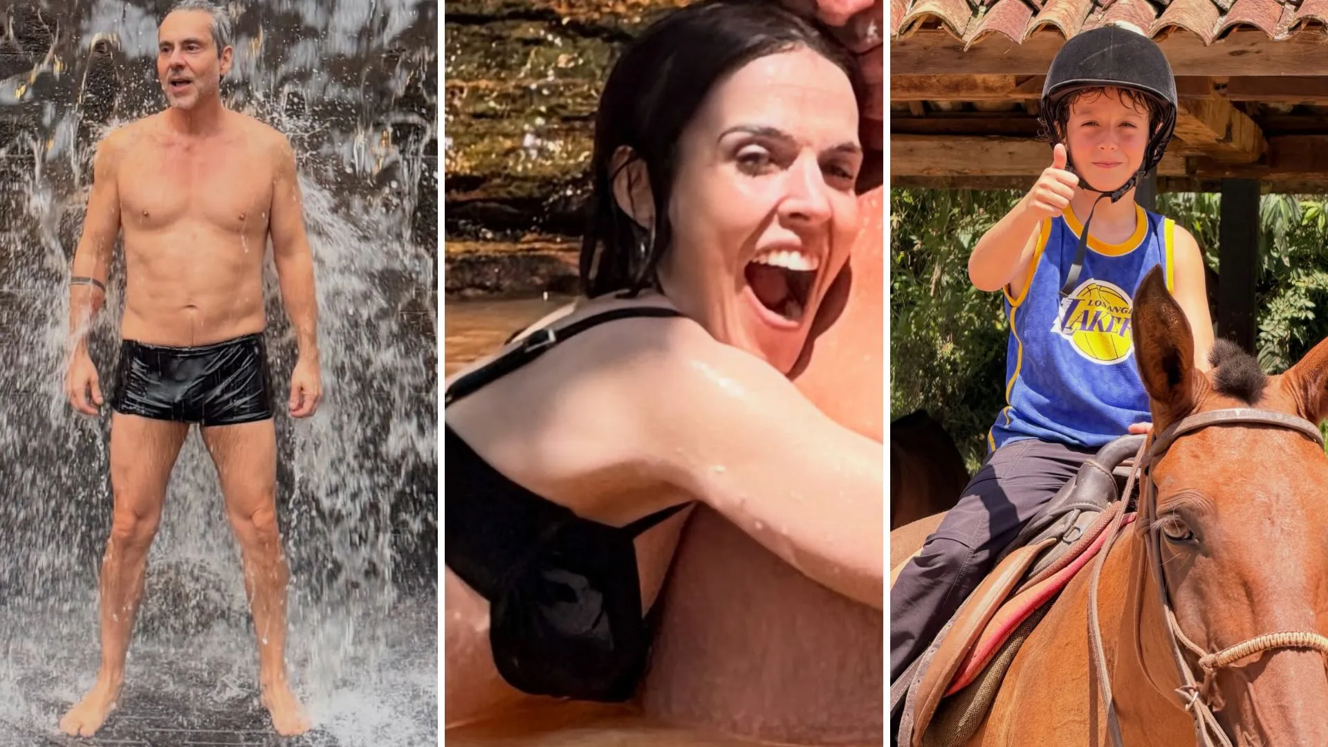 Alexandre Nero de sunga curte férias em sítio com família - Imagem do artigo