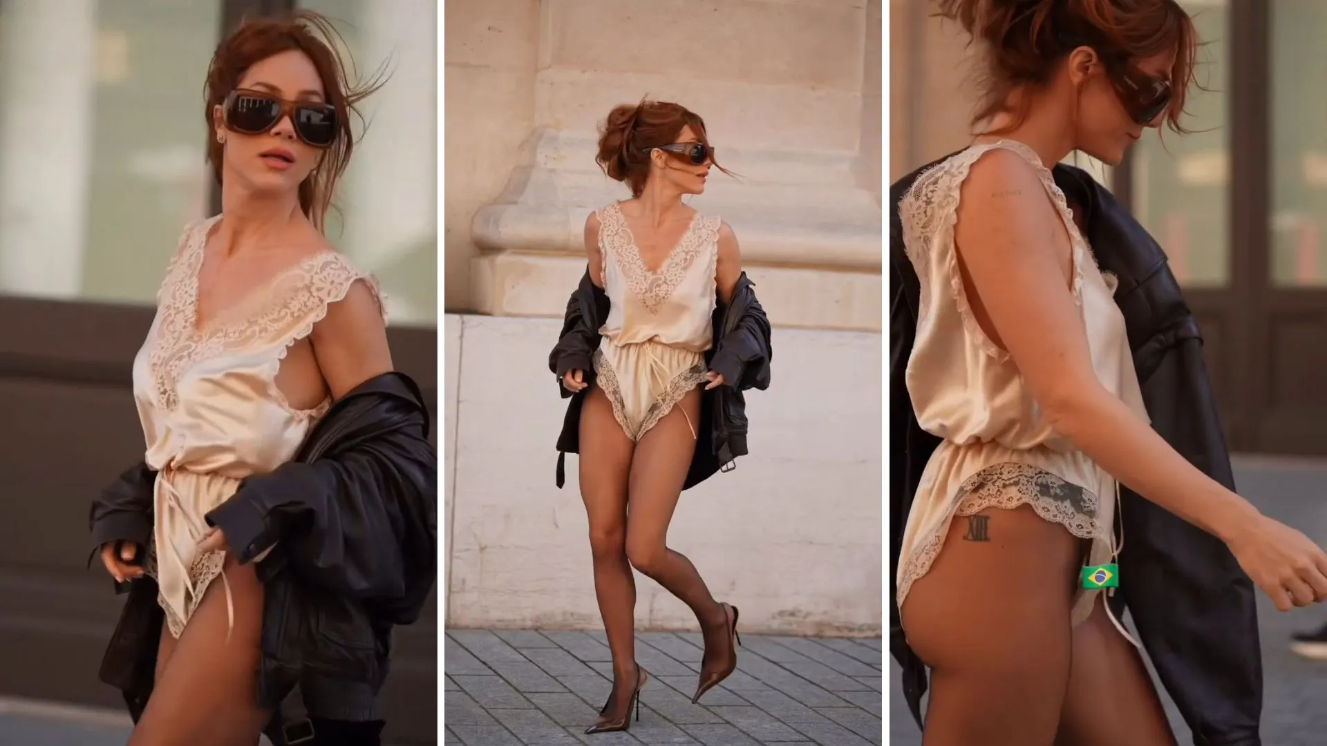 Giovanna Ewbank exibe slip dress em Paris e mostra tatuagem - Imagem do artigo