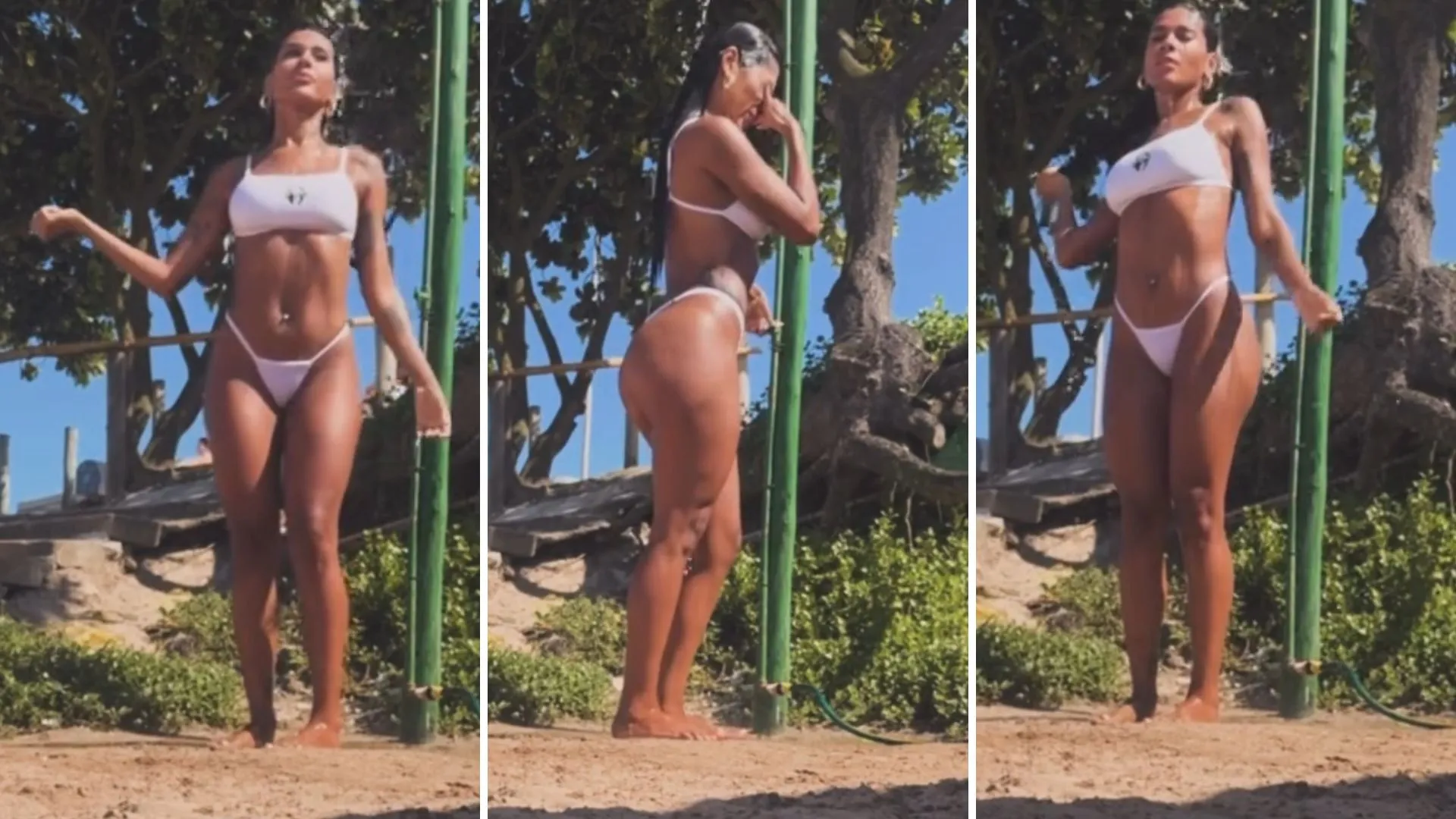 Pocah de biquíni branco inicia semana com chuveirada - Imagem do artigo