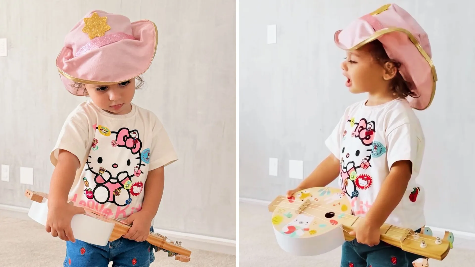 Filha de Neymar Helena encanta com viola e chapéu rosa - Imagem do artigo