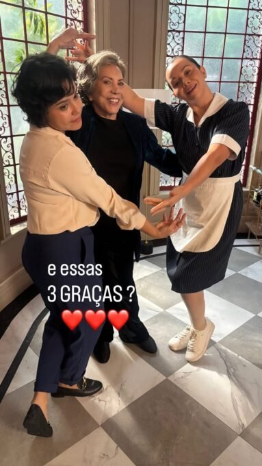 Três Graças: Moscovis tieta Arlete Salles nos bastidores - Imagem do artigo original