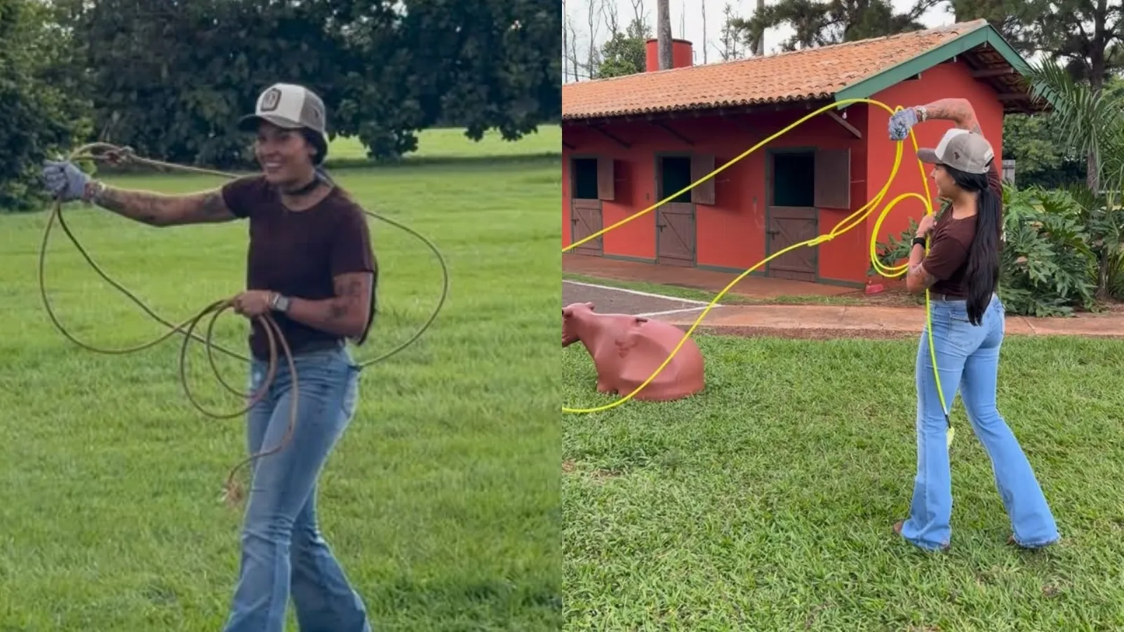 Ana Castela aprende laço em dupla em rancho no Paraná - Imagem do artigo