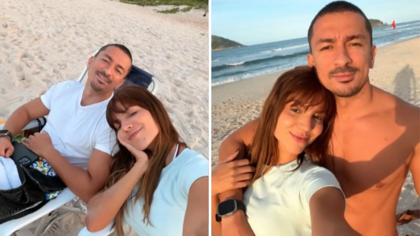 Hariany e Renan Machado curtem dia romântico na praia - Imagem do artigo