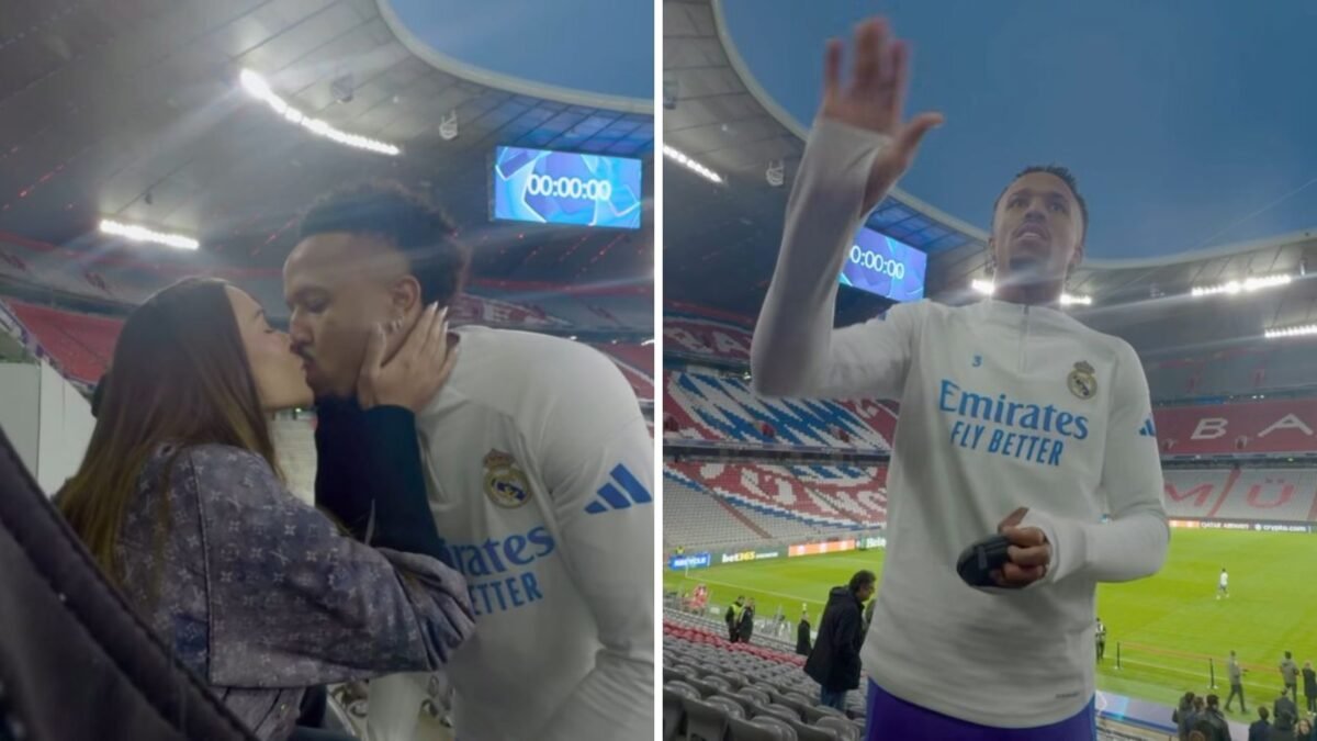 Éder Militão beija Tainá Militão em treino do Real Madrid - Imagem do artigo