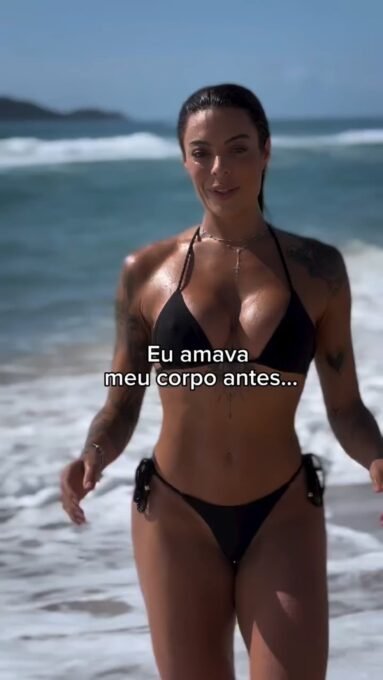 Monique Amin exibe curvas da gravidez em vídeo na praia - Imagem do artigo original