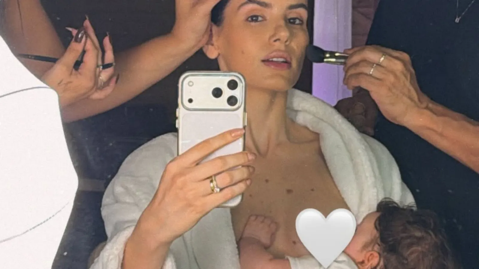 Camila Queiroz amamenta filha Clara entre cenas de trabalho - Imagem do artigo