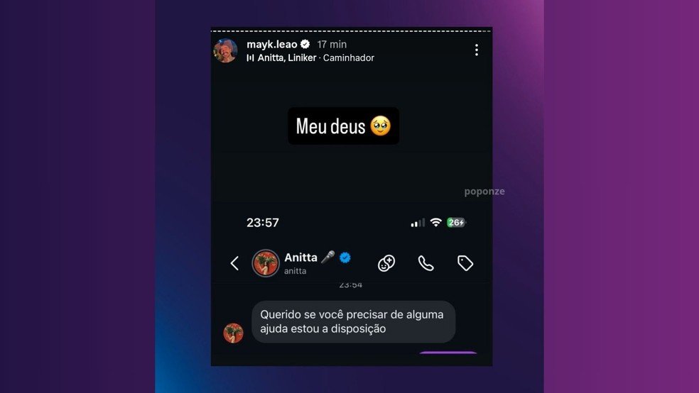 Anitta oferece ajuda a Mayk Leão após vídeo de OVNI - Imagem do artigo original